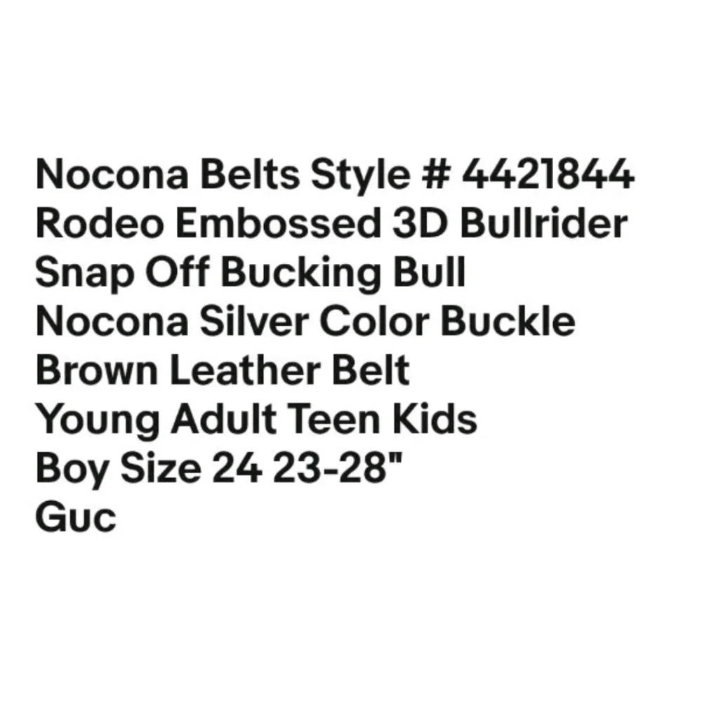 Nocona 4421844 3D Bullriders Silver Buckle Brown Leather Belt Boy Sz 24 23-28